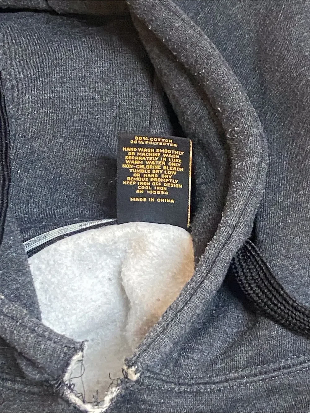 Vintage Charcoal and Black Two-Tone Hooded Pullover with Logo